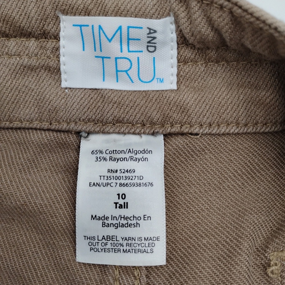 Time and Tru Womens Relaxed Cargo Pants Ermine Brown Wide Leg Tall Size 10 NWT - Picture 8 of 15